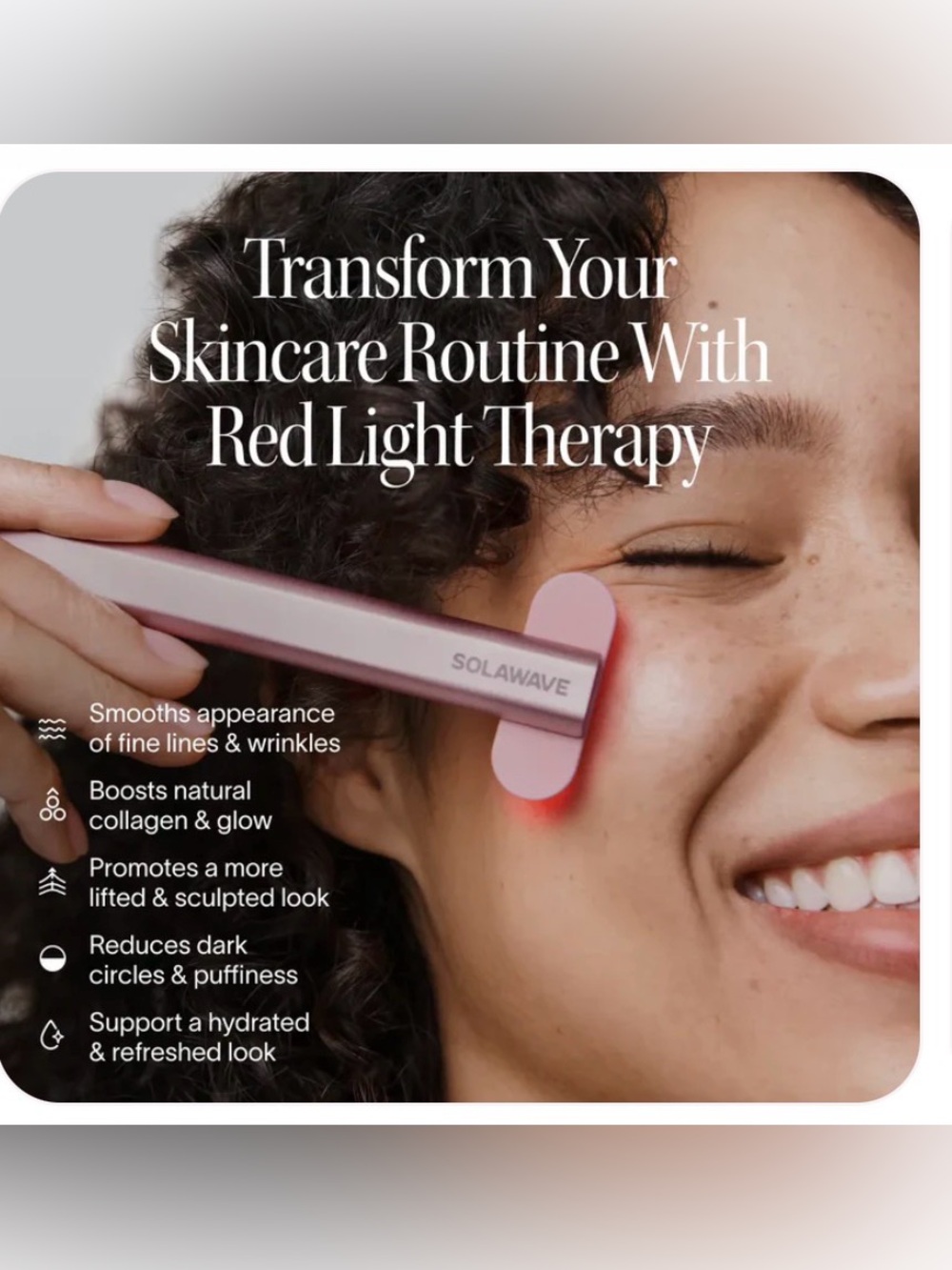 Solawave Red Light Therapy Facial Wand — Pink